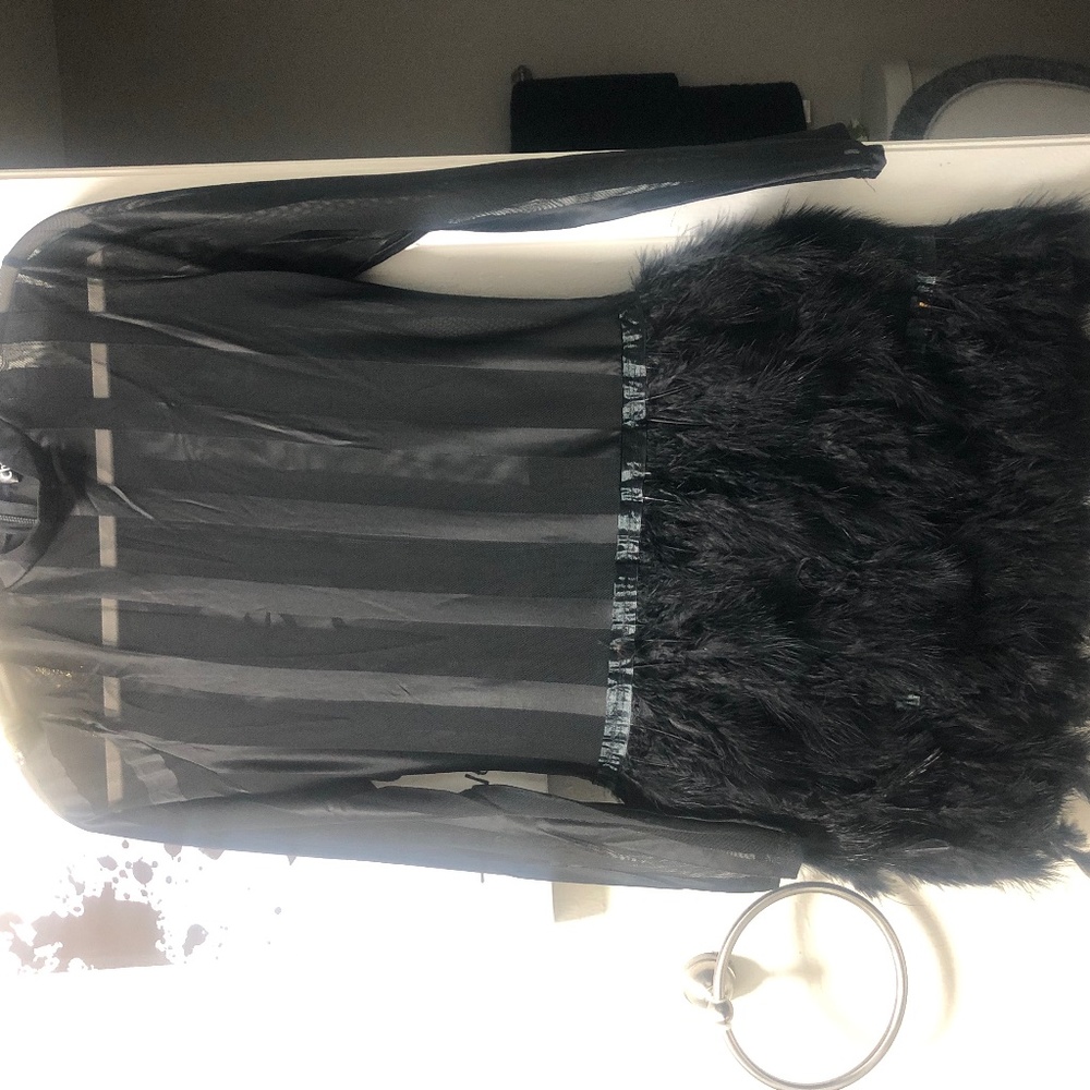 Feather Mesh Long Sleeve dress